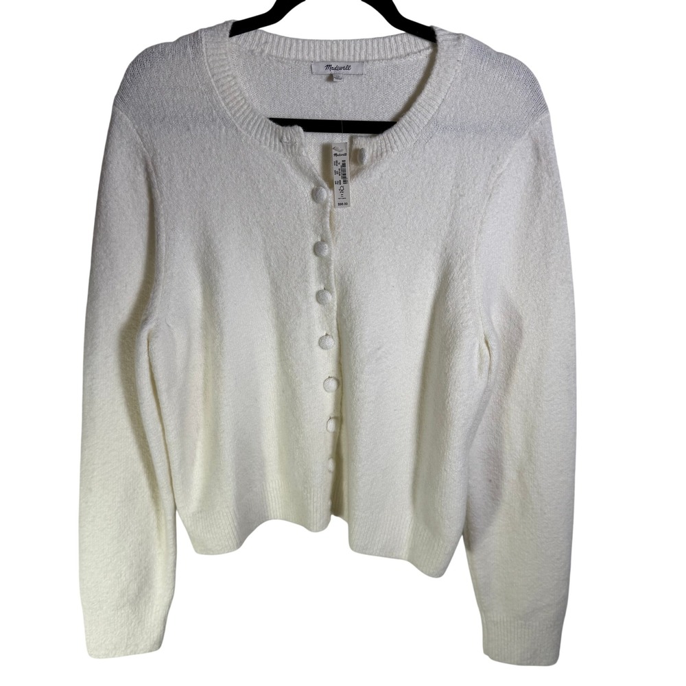 Madewell White Cotton Wool Blend Button Front Cardigan Sweater NT580 XL NEW